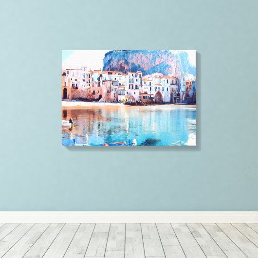 ldp CEFALTON - Sicilië - strand - panorama Canvas Afdruk (Insitu (Houten vloer))