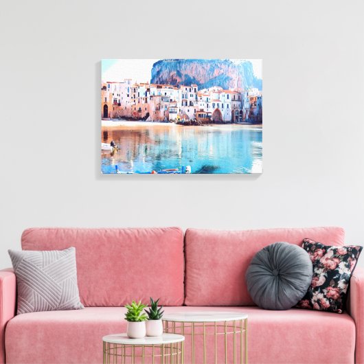 ldp CEFALTON - Sicilië - strand - panorama Canvas Afdruk (Insitu (Woonkamer))