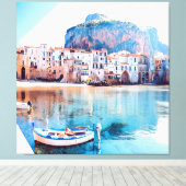 ldp CEFALTON - Sicilië - strand - panorama Canvas Afdruk (Insitu (Houten vloer))