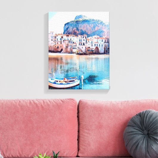 ldp CEFALTON - Sicilië - strand - panorama Canvas Afdruk (Insitu (Woonkamer))