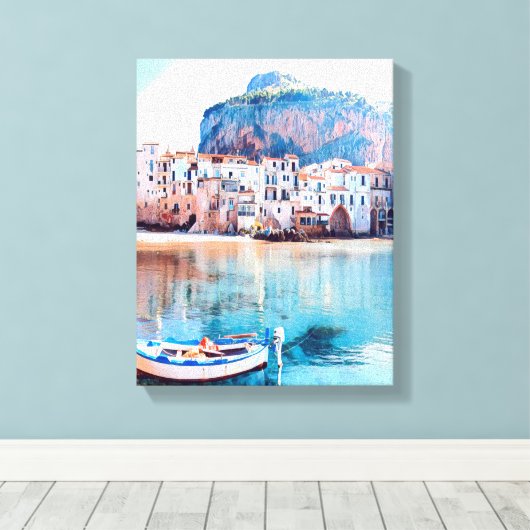 ldp CEFALTON - Sicilië - strand - panorama Canvas Afdruk (Insitu (Houten vloer))