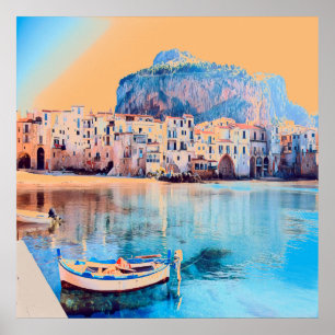 ldp CEFALTON - Sicilië - strand - panorama Poster