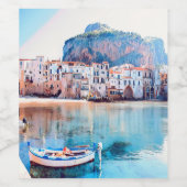 ldp CEFALTON - Sicilië - strand - panorama Wijn Etiket (Enkel label)