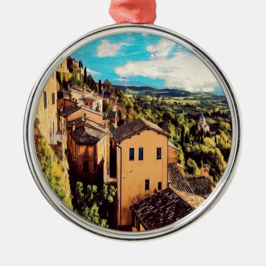 ldp MONTEPULCIANO - stad - panorama - Metalen Ornament (Voorkant)
