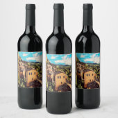 ldp MONTEPULCIANO - stad - panorama - Wijn Etiket (Flessen)