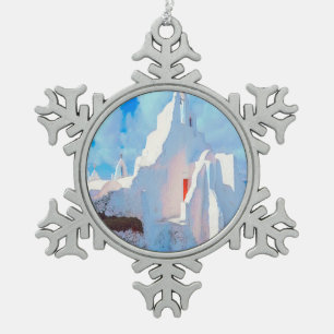 ldp MYKONOS - karakteristieke kerk - Tin Sneeuwvlok Ornament