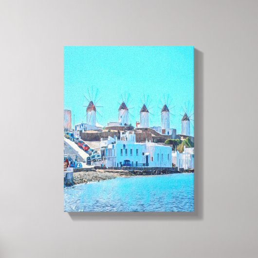 ldp MYKONOS - uitzicht van het zee van de windmole Canvas Afdruk (Voorkant)