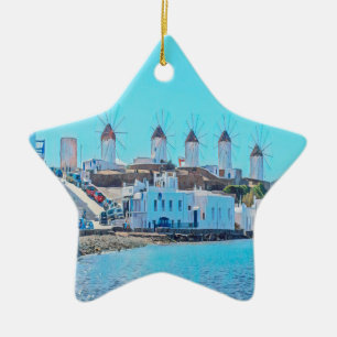 ldp MYKONOS - uitzicht van het zee van de windmole Keramisch Ornament