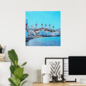 ldp MYKONOS - uitzicht van het zee van de windmole Poster (Thuiskantoor)