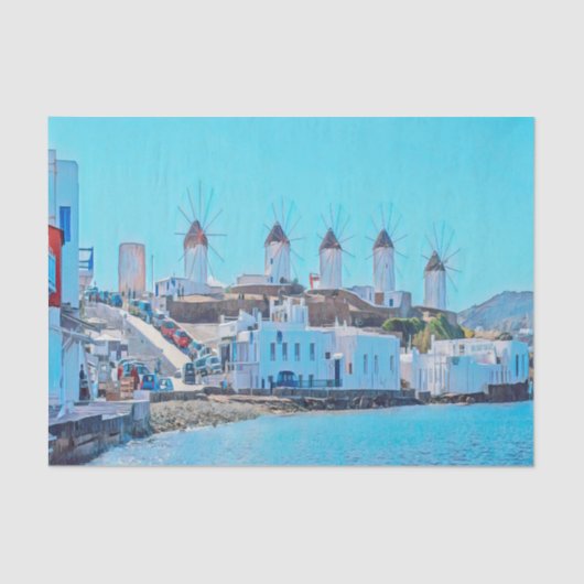 ldp MYKONOS - uitzicht van het zee van de windmole Tissuepapier (Voorkant)