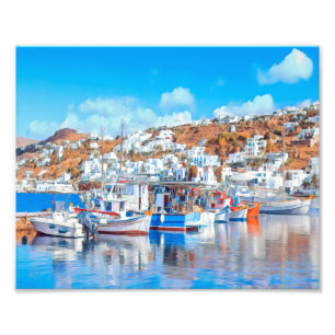 ldp MYKONOS - vissersboten - haven - panorama Foto Afdruk