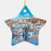 ldp MYKONOS - vissersboten - haven - panorama Keramisch Ornament (Voorkant)