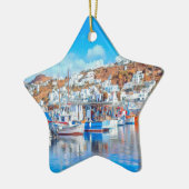 ldp MYKONOS - vissersboten - haven - panorama Keramisch Ornament (Links)