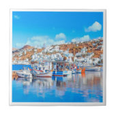 ldp MYKONOS - vissersboten - haven - panorama Tegeltje (Voorkant)