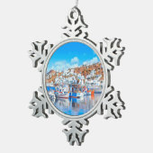 ldp MYKONOS - vissersboten - haven - panorama Tin Sneeuwvlok Ornament (Rechts)