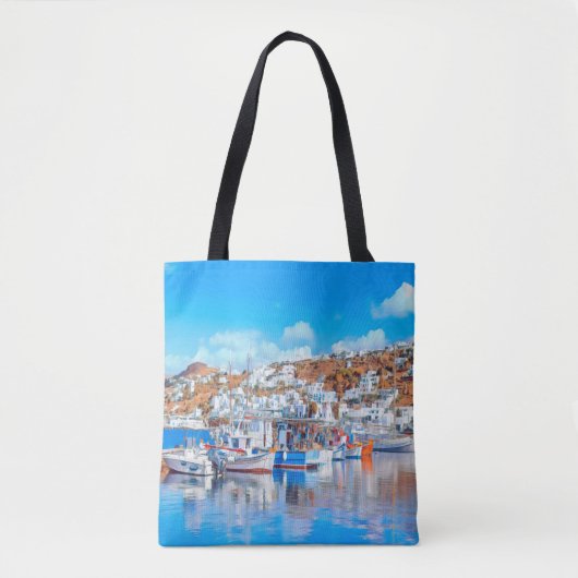 ldp MYKONOS - vissersboten - haven - panorama Tote Bag (Voorkant)