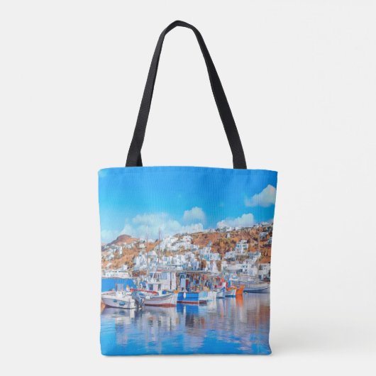 ldp MYKONOS - vissersboten - haven - panorama Tote Bag (Achterkant)