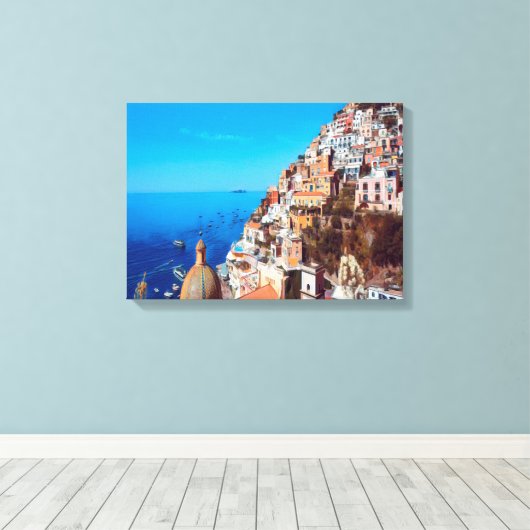 ldp POSITANO - Amalfi Coast - Panorama Canvas Afdruk (Insitu (Houten vloer))