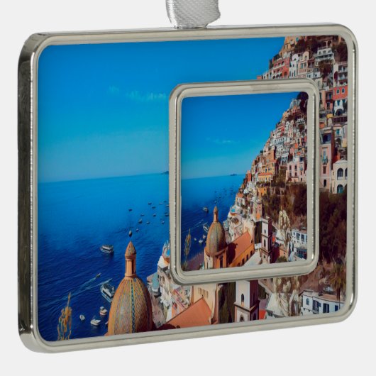ldp POSITANO - Amalfi Coast - Panorama Verzilverd Omlijst Ornament (Rechts)