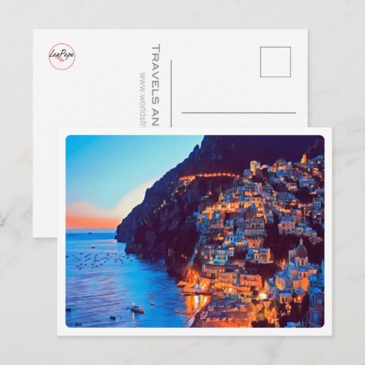 ldp POSITANO Amalfi Coast - zonsondergang door Hot Briefkaart (Voorkant / Achterkant)