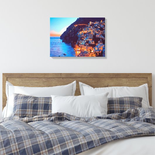 ldp POSITANO Amalfi Coast - zonsondergang door Hot Canvas Afdruk (Insitu (Slaapkamer))