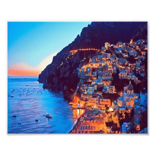 ldp POSITANO Amalfi Coast - zonsondergang door Hot Foto Afdruk (Voorkant)
