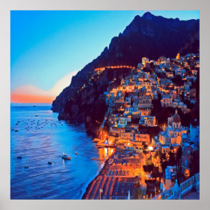 ldp POSITANO Amalfi Coast - zonsondergang door Hot Poster