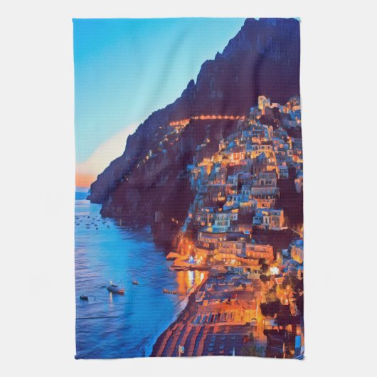 ldp POSITANO Amalfi Coast - zonsondergang door Hot Theedoek (Verticaal)