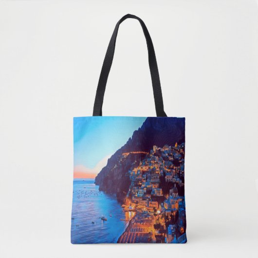 ldp POSITANO Amalfi Coast - zonsondergang door Hot Tote Bag (Voorkant)