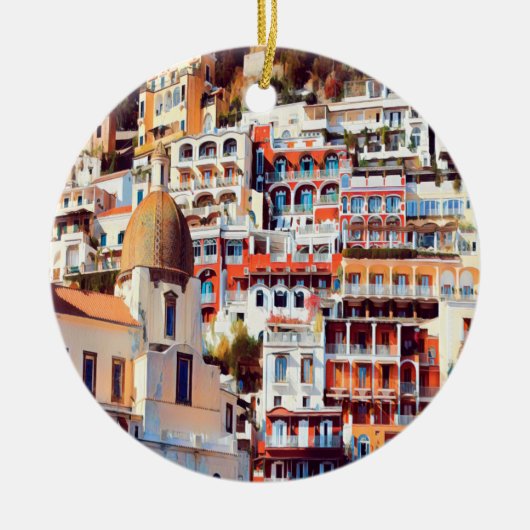 ldp POSITANO - stad - kerk Santa Maria Assunta - Keramisch Ornament (Voorkant)