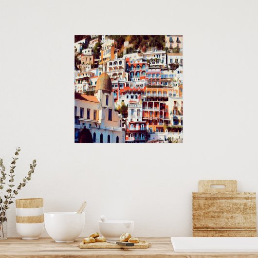 ldp POSITANO - stad - kerk Santa Maria Assunta - Poster (Keuken)