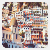 ldp POSITANO - stad - kerk Santa Maria Assunta - Vierkante Sticker (Voorkant)