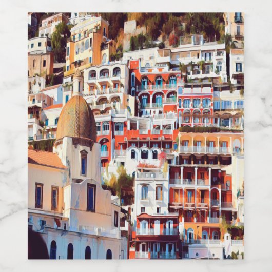 ldp POSITANO - stad - kerk Santa Maria Assunta - Wijn Etiket (Enkel label)