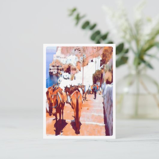 ldp SANTORINI - Donkey trail - Fira - Briefkaart (Staand voorkant)