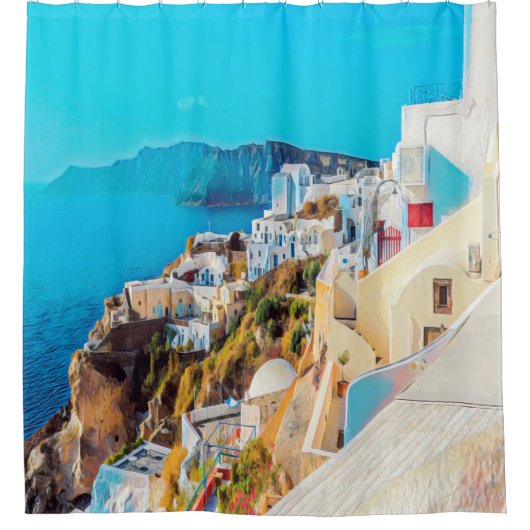 ldp SANTORINI - panorama - Douchegordijn (Voorkant)