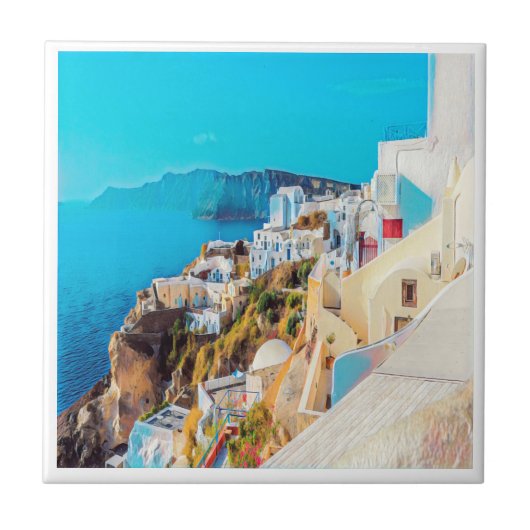 ldp SANTORINI - panorama - Tegeltje (Voorkant)