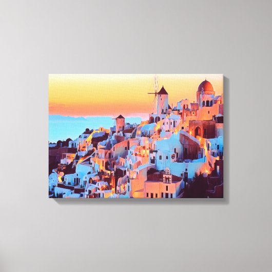 ldp SANTORINI - panorama - van nacht - Canvas Afdruk (Voorkant)