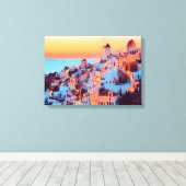 ldp SANTORINI - panorama - van nacht - Canvas Afdruk (Insitu (Houten vloer))