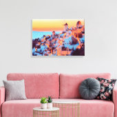 ldp SANTORINI - panorama - van nacht - Canvas Afdruk (Insitu (Woonkamer))