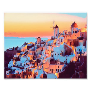 ldp SANTORINI - panorama - van nacht - Foto Afdruk