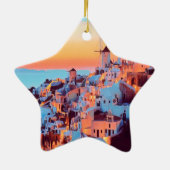 ldp SANTORINI - panorama - van nacht - Keramisch Ornament (Achterkant)
