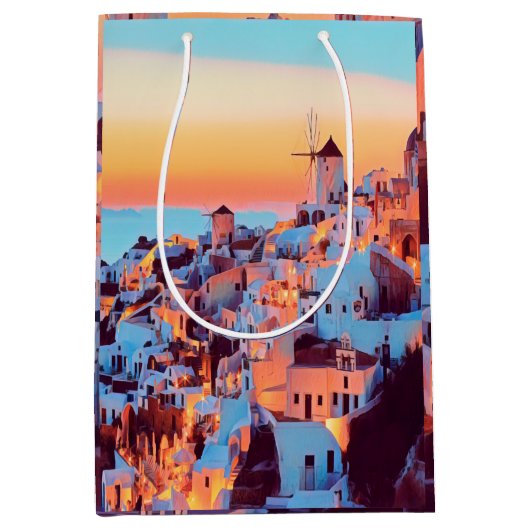 ldp SANTORINI - panorama - van nacht - Medium Cadeauzakje (Voorkant)