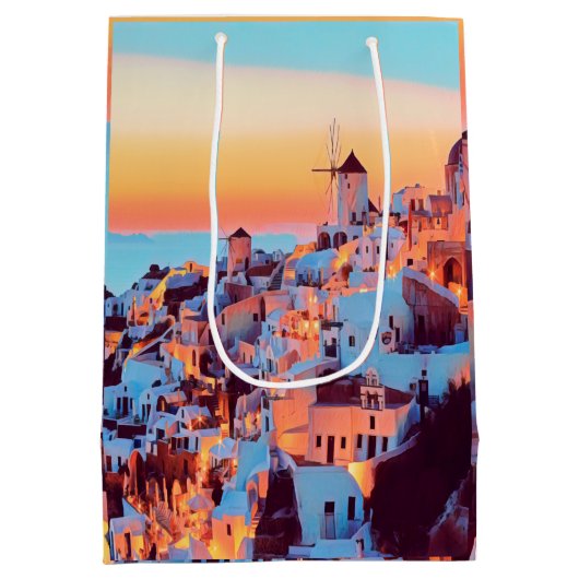 ldp SANTORINI - panorama - van nacht - Medium Cadeauzakje (Achterkant)