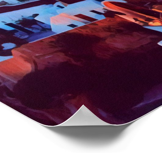 ldp SANTORINI - panorama - van nacht - Poster (Hoek)