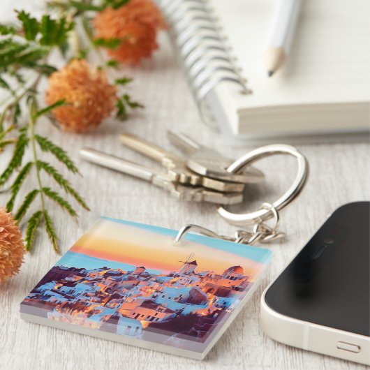 ldp SANTORINI - panorama - van nacht - Sleutelhanger (Voorkant Rechts)