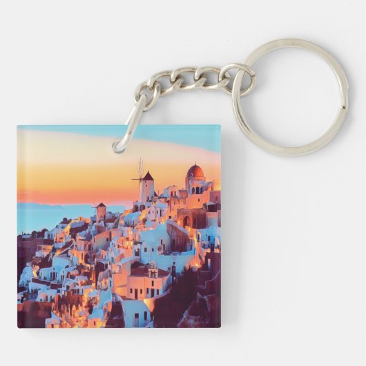 ldp SANTORINI - panorama - van nacht - Sleutelhanger (Achterkant)