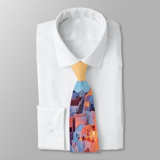 ldp SANTORINI - panorama - van nacht - Stropdas (Gebonden)