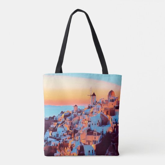 ldp SANTORINI - panorama - van nacht - Tote Bag (Achterkant)