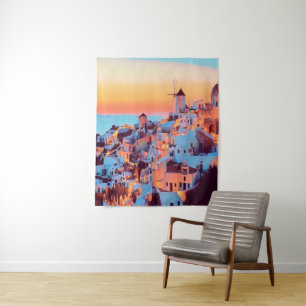 ldp SANTORINI - panorama - van nacht - Wandkleed