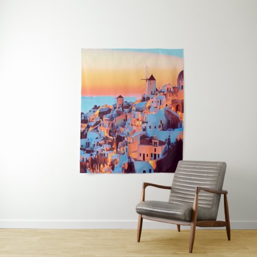 ldp SANTORINI - panorama - van nacht - Wandkleed (In situ)